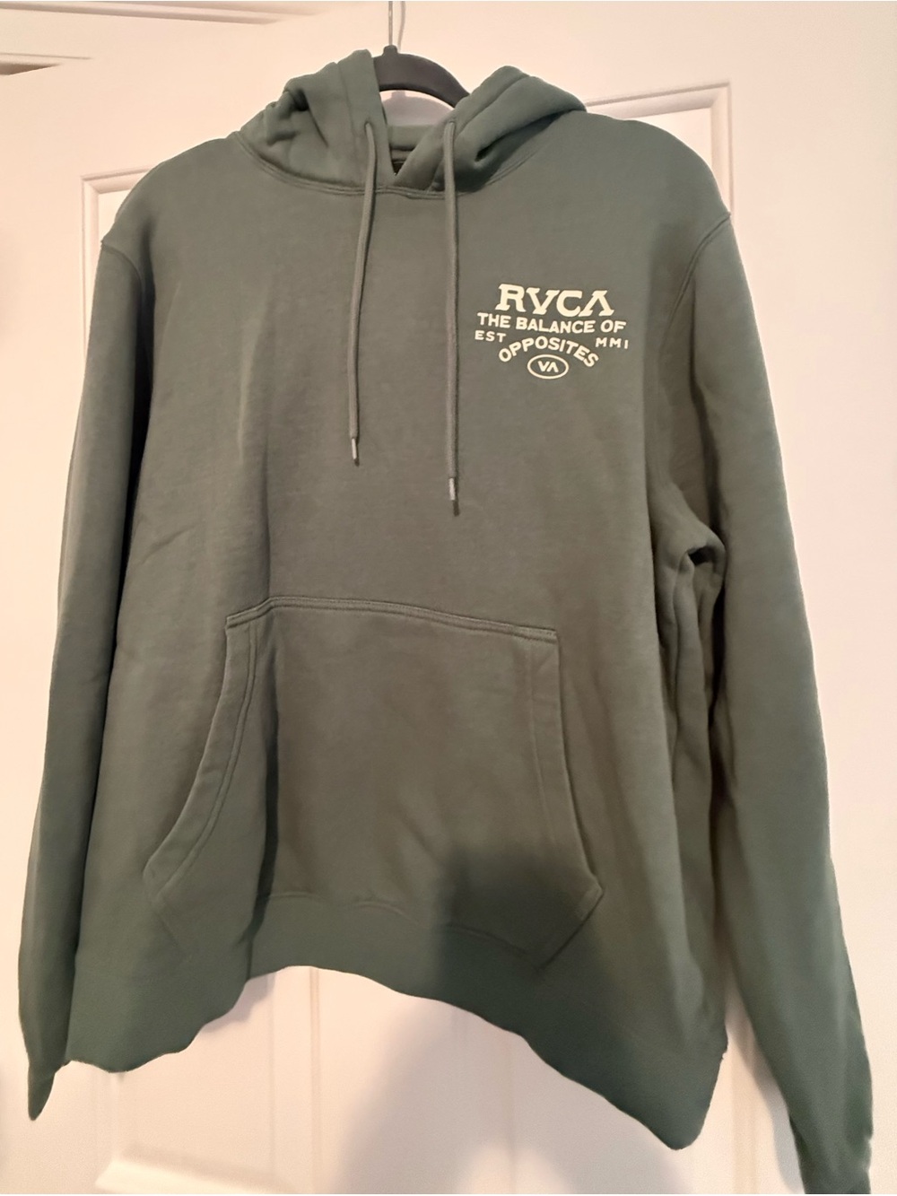 RVCA Men's Olive Crewneck Hoodie with Chest Print